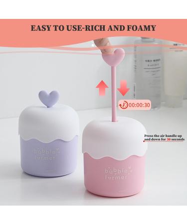 Skincare Bubble Foam Maker - 2Pcs Heart Design Portable Cleanser Foamer for Travel & Home - Fast Foaming Face Wash - Buy Online on SooperMarket.com