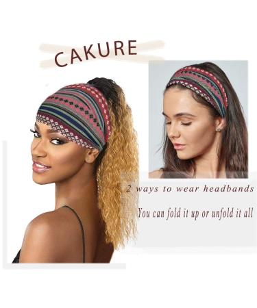 Cakure Boho Wide Headbands Set - Pack of 3 for Women and Girls | African Head Wraps, No Slip, Elastic Sweat Bands for Yoga Workout - Buy Online on SooperMarket.com