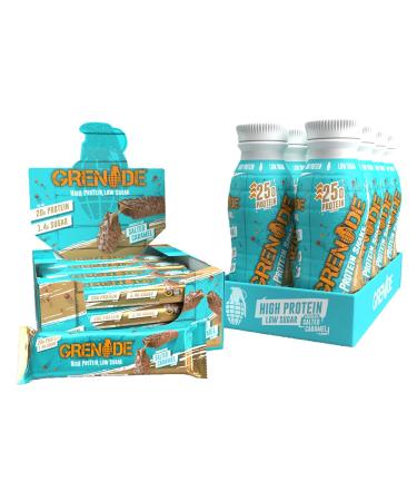 Grenade High Protein Shake - Chocolate Salted Caramel 8 x 330 ml + Grenade High Protein Low Sugar Bar - Chocolate Chip Salted Caramel 12 x 60 g