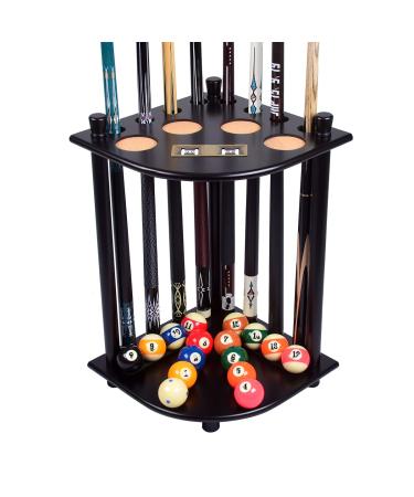 MoyanSuper Pool Cue Solid Wood Pool Cue Stick Holder 8 Cue Sticks-Black