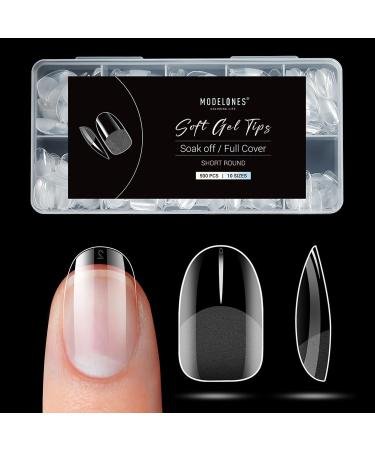 Modelones nail tips 500 pieces for nails Full cover nails Tips set nail tip kit for sticking nail art for nail studios starter DIY 10 sizes short squoval short squoval 500PCs half matte