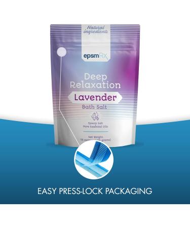 epsmRx Deep Relaxation Bath Salt 15 Oz - Lavender Essential Oil Epsom Salt Bath Soak - 15 Ounce Pack - Buy Online on SooperMarket.com