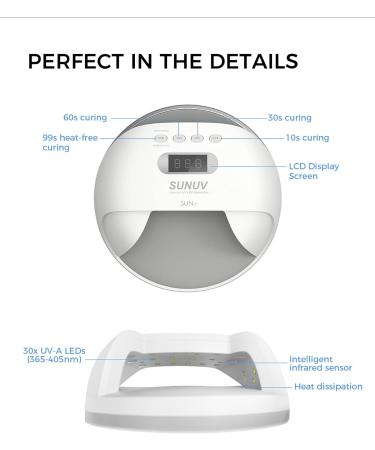 48W SUNUV UV Led Nail Lamp for Gel Nails | Double Power Design, 4 Timer Settings, LCD Display | Painless Curing, Over-Temperature Protection - SUN7 - Buy Online on SooperMarket.com