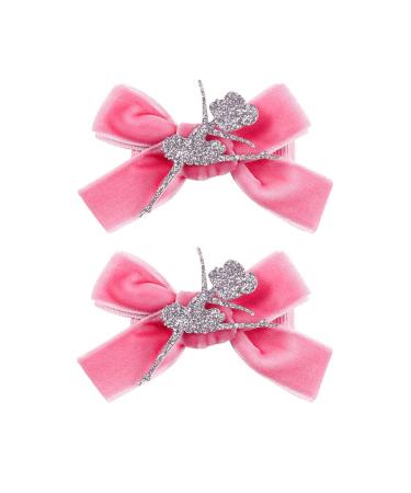 Ballet Dance Hair Clips Ballet Girls HairPin Girl Dance HairClips Hair Pin JBC37 (Silver Dance Girl-Pink Bow)
