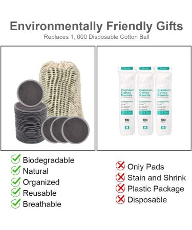 LOPHE Reusable Makeup Remover Pads 24 Pcs - Eco-Friendly Bamboo Charcoal Pads with Laundry Bag - Face Cleaning Puff for All Skin Types - Gift for Women - Buy Online on SooperMarket.com