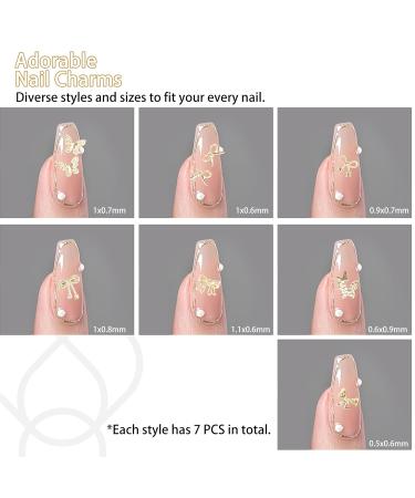 Buy Butterfly Nair Charms 40Pcs - Gold Alloy Nail Art Decorations with 7 Styles of 3D Bow Gemstones & Double Layer Designs - Buy Online on SooperMarket.com