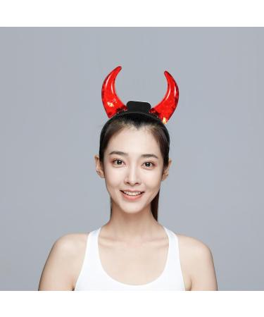FOMIYES Halloween Headband: Devil Horns Headband: LED Devil Horns Headwear - Red Glowing Devil Horns Devil Costume for Halloween Party Cosplay One Size - Buy Online on SooperMarket.com