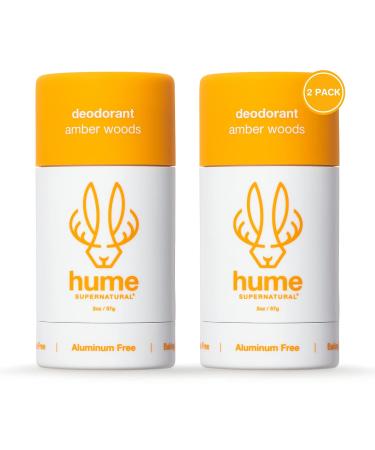 HUME SUPERNATURAL Deodorant - Pack of 2 - Amber Woods for Women & Men - 2 Oz.