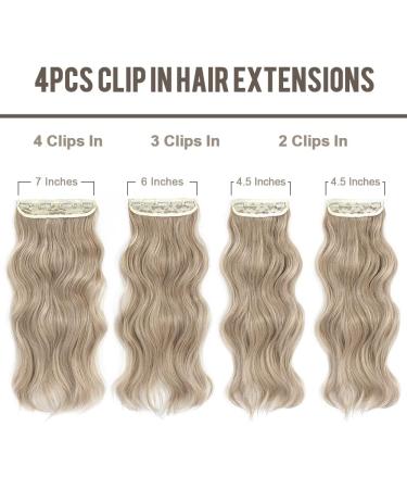 Dark Ash Blonde Clip in Hair Extensions - Long Wavy Full Head - Synthetic Fiber - 4pcs for Women - Buy Online on SooperMarket.com