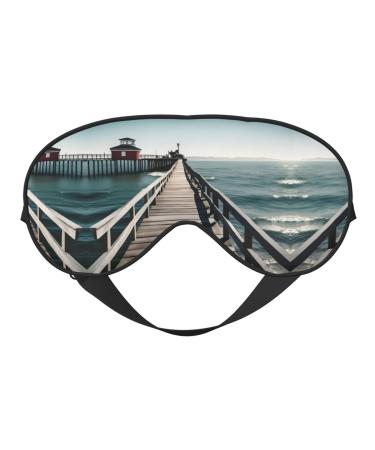 SSIMOO Coastal Pier Soft Sleep Eye Mask Female Breathable Eye Patch Perfect for Travel and Relaxation Black