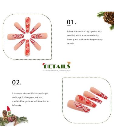 Vatocu Christmas Snowflakes Glitter False Nails - Long Xmas Press On Nails for Women and Girls (24pcs) - Buy Online on SooperMarket.com