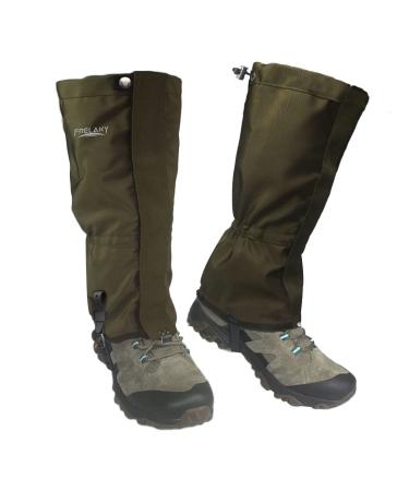 Frelaxy Leg Gaiters Ultra HIGH-Performance Hunting Gaiters, 100% Waterproof Hiking Gaiters with Upgraded Rubber Foot Strap, Adjustable Snow Boot Gaiters Olive Green Large