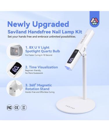 SAVILAND 12W LED UV Nail Lamp Kit - Portable Mini Nail Dryer with Magnetic Stand LCD Screen & 2-Timer Modes for DIY Manicure - USB Rechargeable & Wireless for Gel Nails - Buy Online on SooperMarket.com
