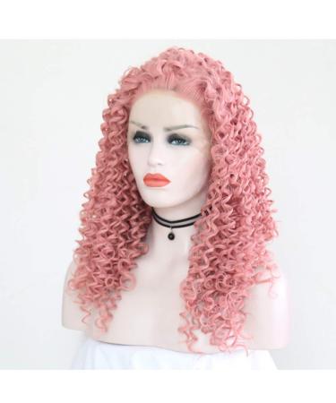 SHIYID Black Color Kinky Curly Synthetic Lace Front Wig Long Heat Resistant Fiber Lace front Wig