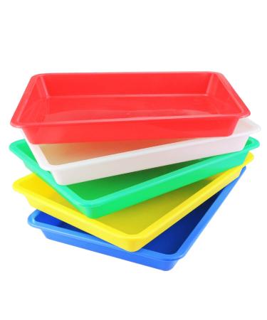 Weoxpr 5 Pack Multicolor Plastic Art Trays - Activity Tray Crafts Organizer Tray Serving Tray for School Home Art and Crafts, DIY Projects, Painting, Beads, Organizing Supply, 5 Color
