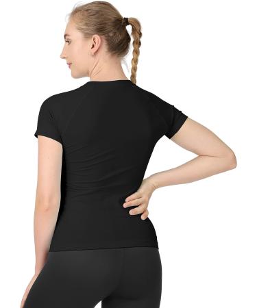 MathCat Women's Short Sleeve Workout Shirt - Breathable Athletic Gym Top in Black - Buy Online on SooperMarket.com