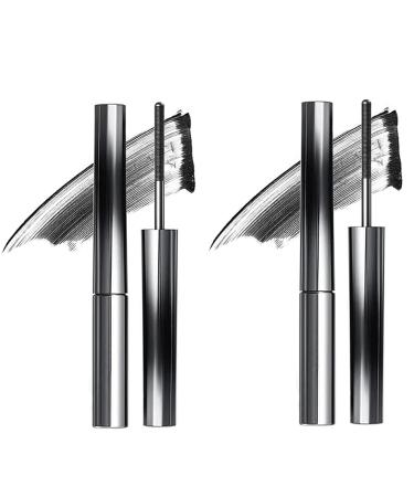 Hardcore Brushless Mascara Curling Mascara Set Waterproof Long-Lasting Non-Falling Non-Clumping Mascara Ultra-Slim Metallic Mascara for Charming Eye Makeup Black+black