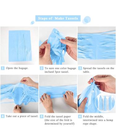 Binpeng 9.8in Blue Tissue Paper Tassel DIY Hanging Decorations - 20PCS 25cm Blue Garland for Party, Wedding, Baby Shower - Buy Online on SooperMarket.com