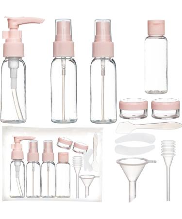 12 pieces of travel bottles set travel bottles for filling travel cosmetics container portable travel bottles exhaustive travel size containers for business trip home use pink