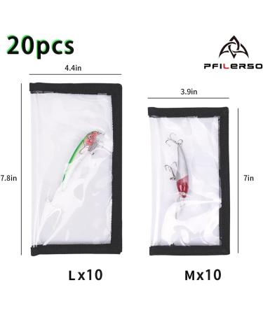PFLERSO 20pcs Fishing Lure Wraps - Clear PVC Hook Covers for Safe Bait Storage | 2 Sizes - Protect Children, Pets, and Fishermen - Buy Online on SooperMarket.com