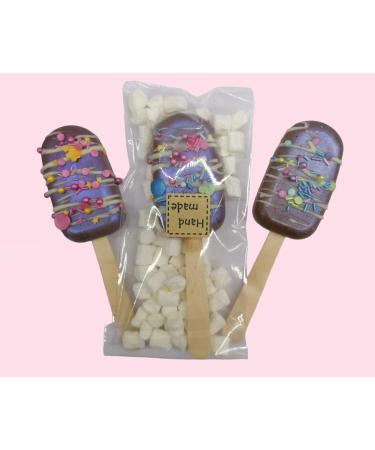 Ice Cream Hot Chocolate Stirrers Spoons Sticks set with Marshmallow Handmade Individually wrapped (3) - Buy Online on SooperMarket.com