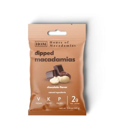 Macadamia Dipped Nuts, Chocolate, 12 x 1.41oz - Keto, Vegan, Paleo, Gluten-Free, Sugar-Free