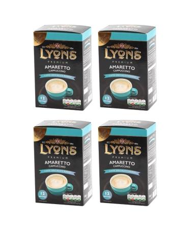 Lyons Premium Instant Coffee Bag Sachets + FabFinds Assorted Gift Mug (Amaretto Cappuccino 4X 12Sachets) 720.0 gram Pack of 1