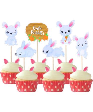 36 pieces Tortendeko rabbits for Easter Bunny cake decoration cupcake picks bunny for children birthday cake decorations party pattern7 rabbits