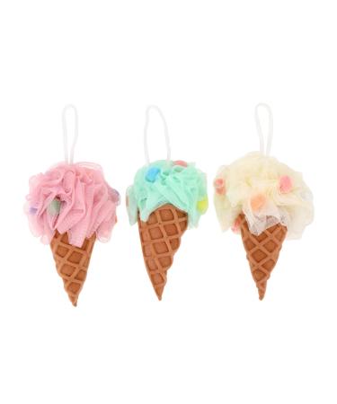 FRCOLOR Body Scrubber 3pcs Ice Cream Bath Ball Sitting Pillow Puff Bath Stuff Body Wash Pouf Bath Balls Scrubber Water Sponge Body Cleaning Supply Bathing or Loofah Cleaner Loofah Sponge 1 Count (Pack of 1)