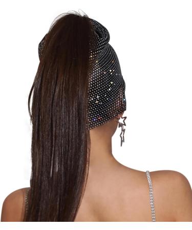 Sparkly Rhinestone Mesh Headband Rhinestone Headpiece Rhinestone Head Scarf Diamond Headband Rave Headband Black1 - Buy Online on SooperMarket.com