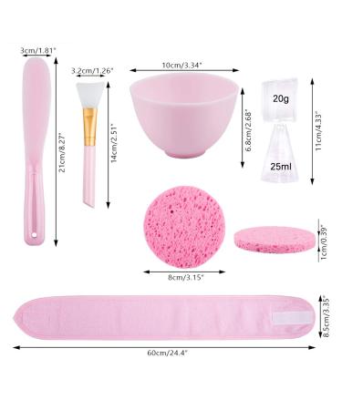 Sonku Face Mask Mixing Bowl Set - DIY Facial Mask Tool Kit with Brush, Spatula, Measuring Spoons, Cup, Sponge, Makeup Headband - Pink - Buy Online on SooperMarket.com