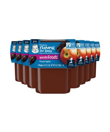 Gerber Baby Food 2nd Foods Blends, Prunes with Apple Puree, Natural & Non-GMO, 4 Ounce Tub, 2 Count (Pack of 8)