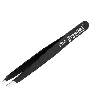 The BrowGal Professional Hand-Made Slant Tweezer - Ideal for Eyebrows, Facial Hair, Ingrown Hair & Blackhead Removal - Portable Anti-Rust Tool, 3.9 Inches, Black - Buy Online on SooperMarket.com