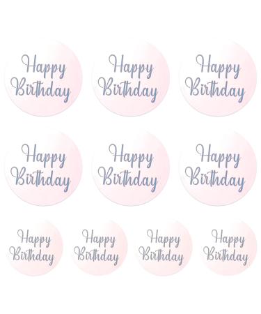 Cupcake Toppers 10 Pieces Acrylic Happy Birthday Cake Toppers Round Cake Decorations for Birthday Party Rose Gold