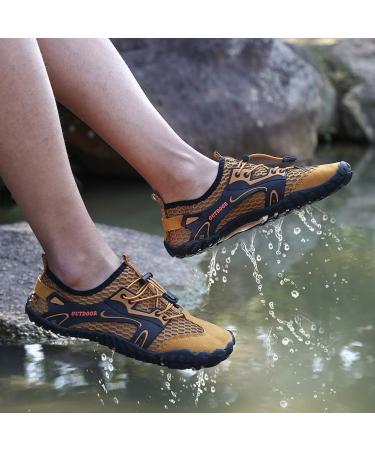 Men's Aqua Shoes | Fast-Drying Water Shoes for Kids & Adults | Non-Slip & Barefoot Beach Footwear - EU 41 Brown - Buy Online on SooperMarket.com