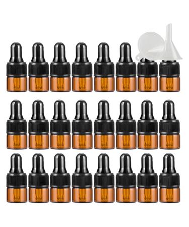 Zeoabsy 20 pieces mini 1 ml of empty brown las drip bottle Pipette bottles with glass pipette glass bottle drip pipettes for aromatherapy essential oils dosage and storage of liquid substances 1ml