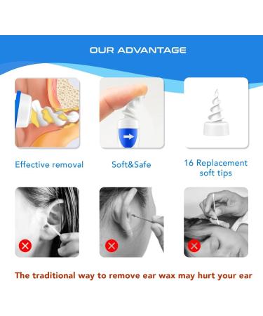 Dr.Johnes Q-Grips Ear Wax Remover - Safe Spiral Ear Cleaner with 16 Replacement Tips - Buy Online on SooperMarket.com