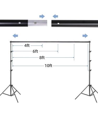 8.5x10ft Adjustable Backdrop Stand Kit with Spring Clamps - Perfect for Parties, Photography, and Video - Buy Online on SooperMarket.com