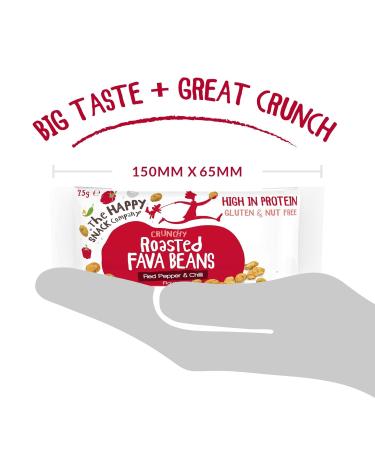 Healthy Vegan Roasted Fava Beans - Red Pepper & Chilli Snacks | Gluten-Free Protein-Rich 20 Pack (25g each) - The Happy Snack Company - Buy Online on SooperMarket.com