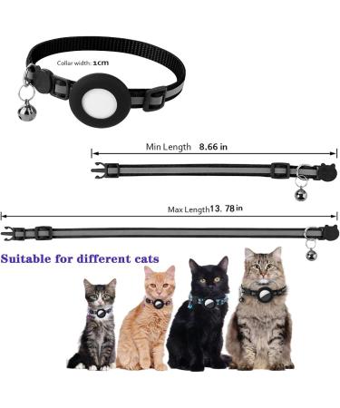 Reflective Airtag Cat Collar with Bell | Waterproof Holder | Apple Airtag Compatible - Black - Buy Online on SooperMarket.com