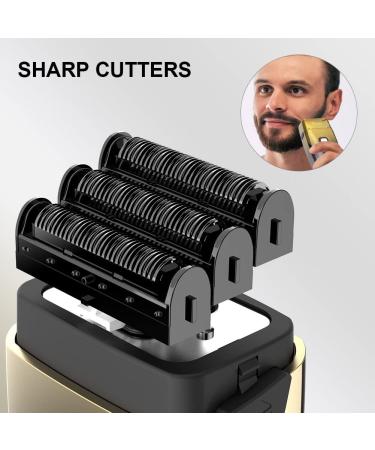 Hatteker Triple Blades Foil Shaver for Men - Close Bald Head Shaving - Waterproof Electric Razor for a Smooth Finish - Cordless and Wet/Dry Use - Gold - Buy Online on SooperMarket.com