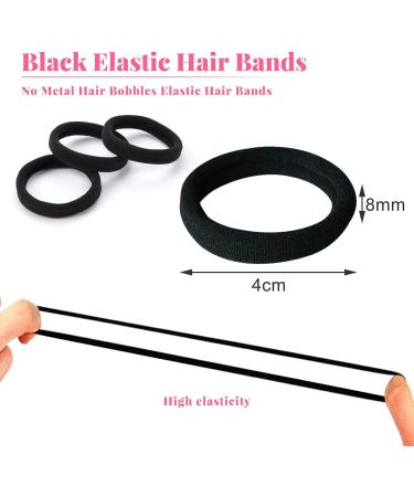 Hanyousheng Elastic Hair Bands 50 Pcs - Soft Seamless Hair Ties for Women Men Girls Kids (Black) - Buy Online on SooperMarket.com