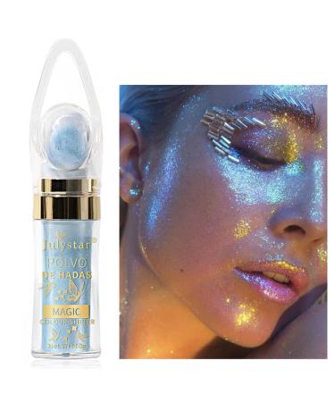 GL-Turelifes Hightlighter Stick Powder Body Glitter  Polvo De Hadas Fairy Stick Highlight Powder  Highlighter Loose Powder Brush Stick Contouring Powder Shimming Powder (H04 Light Blue)