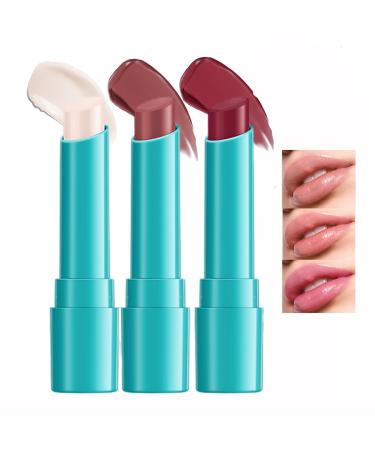 Petansy 4 Colors Lip Tint Hydrating Natural Watery Lip Gloss Moisturizing Jelly Lipstick Tinted Lip Balm Lightweight Jelly Lipstick Long-lasting Daily Lip Moisturizer Lip Care for Women and Girls