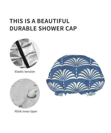 Moslion Japanese Asian Geometric Pattern Shower Cap - Reusable Double Layer Hair Bath Cap for Stylish Protection - Floral Shower Hat - Buy Online on SooperMarket.com