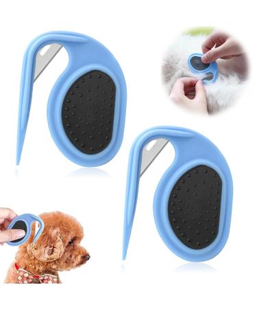 2PCs PET Knotting Comb de-filter with steel blade de-filter knife cat knot comb for cat knitting comb PET new de-filtering knife cat with steel blade perfect for removing matters blue-2PC