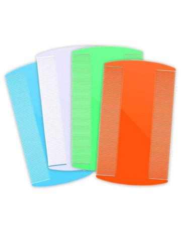 SKYPIA 4 Packs Combs Double sided Pet Combs Grooming Flea Tick Lice Dandruff Removal Fine Tooth Hair Combs for Cats Dogs Puppy