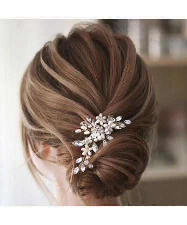 Earent Bride Wedding Pearl Hair Pins Silver Bridal Hair Accessories Rhinestone Hair Pieces Flower Headpieces for Women and Girls