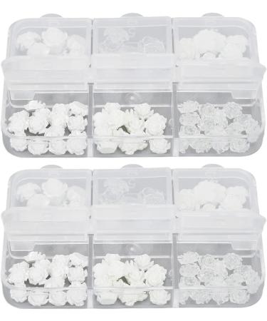 Nail Charms Nail Art Decorations 2 Boxes Nail Art Decorations Delicate Compact White Rose Camellia Nail Art Rhinestones for Girls - Buy Online on SooperMarket.com