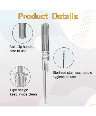 TONBAO 16G Disposable Catheter Piercing Needles - Pack of 10 | Hollow IV Catheter for Ear Nose Piercing - Buy Online on SooperMarket.com